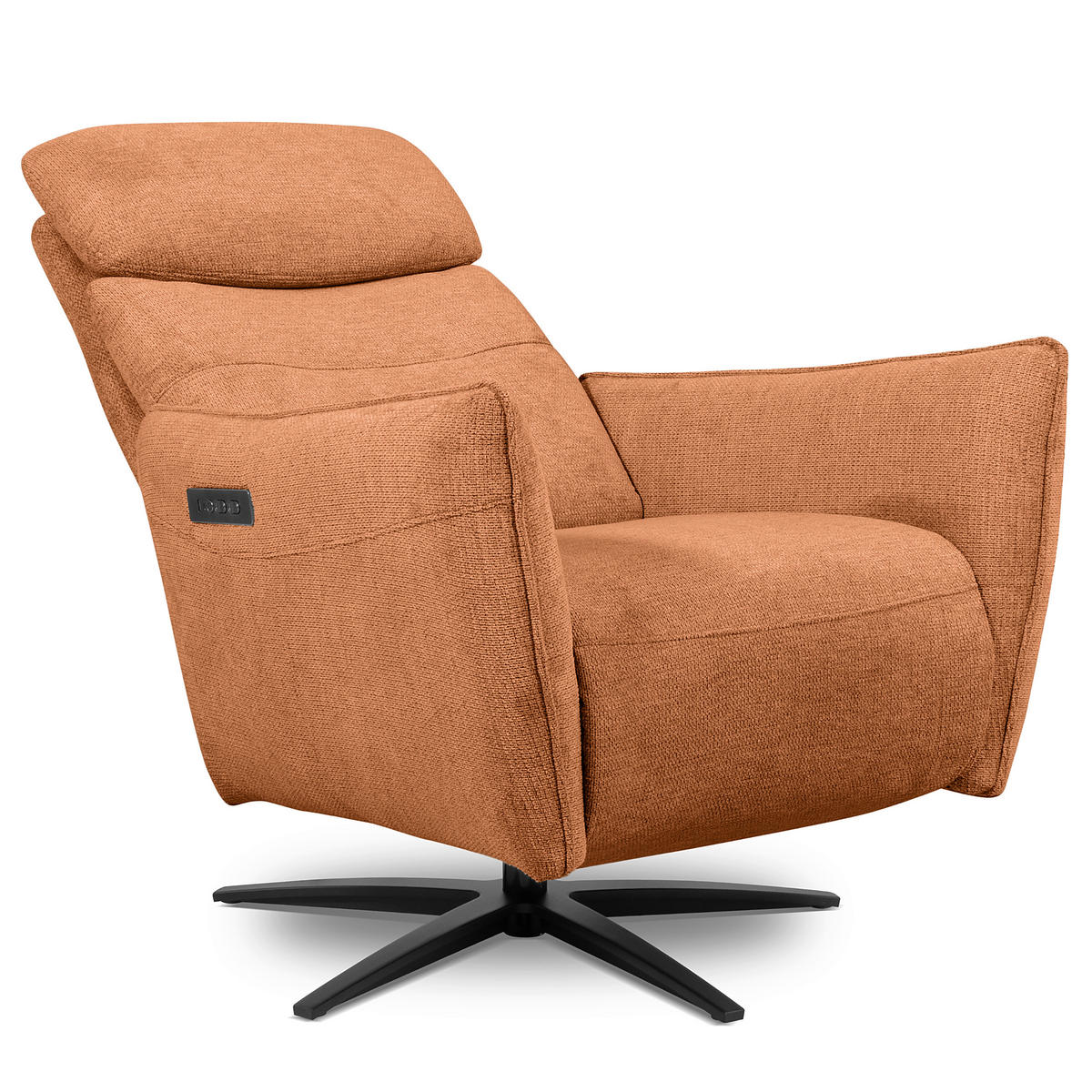 RELAXSESSEL in Textil Orange  - Schwarz/Orange, Design, Textil/Metall (77/107/88cm) - Livetastic