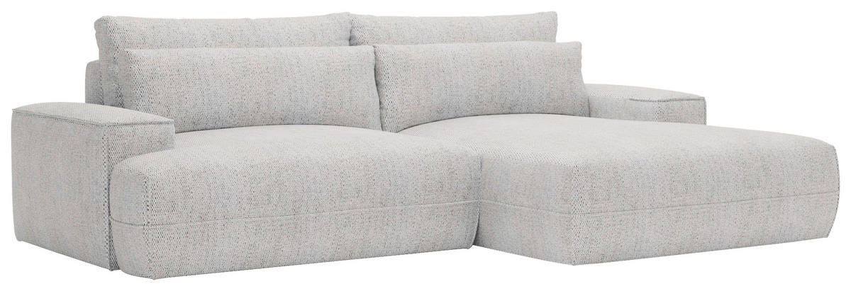 ECKSOFA in Struktur Hellgrau  - Hellgrau/Schwarz, Design, Kunststoff/Textil (272/156cm) - Livetastic