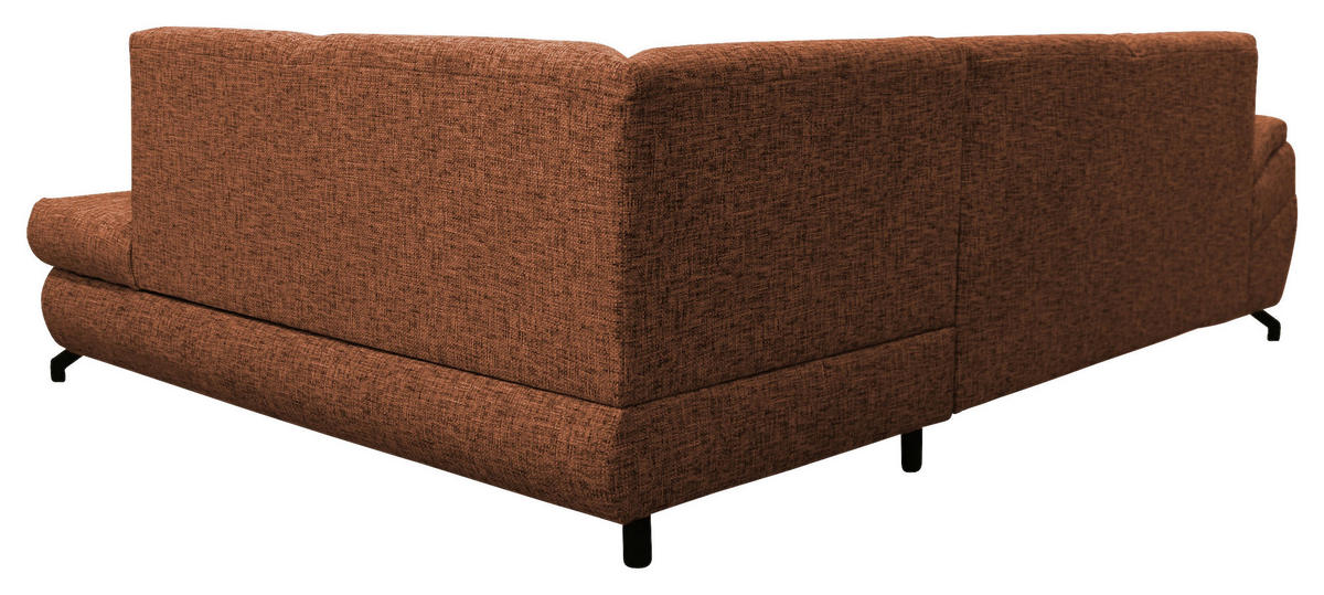ECKSOFA in Struktur, Plüsch Rostfarben  - Rostfarben/Schwarz, Design, Textil/Metall (274/201cm) - MID.YOU
