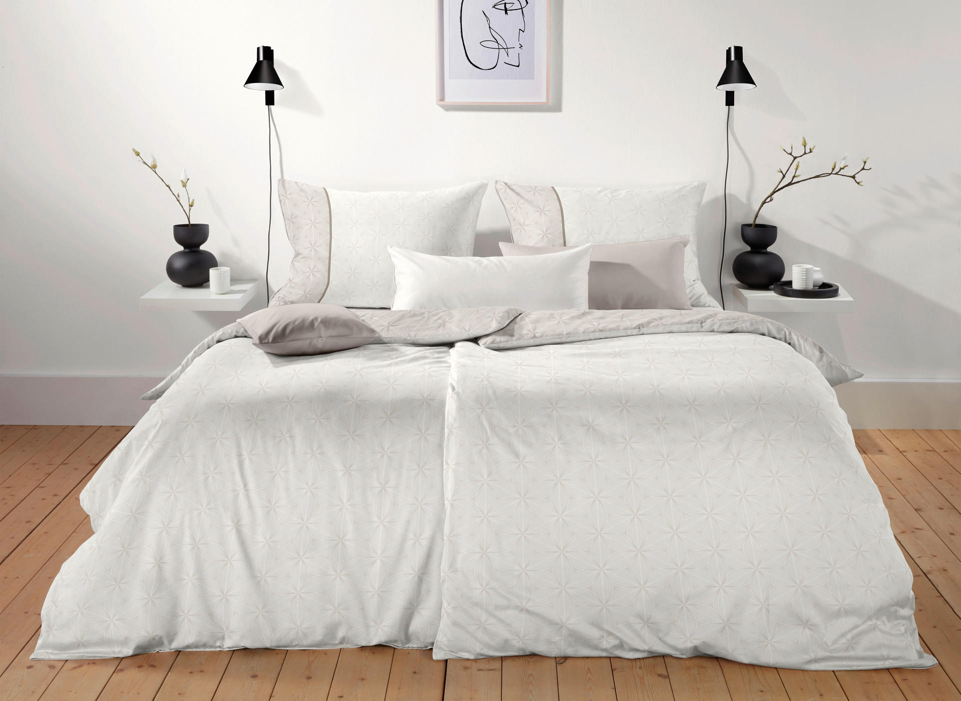 POSTELJNINA OPAL ELITE 140/200 cm damast krem barve, bela - krem barve/bela, Konvencionalno, tekstil (140/200cm) - Fleuresse