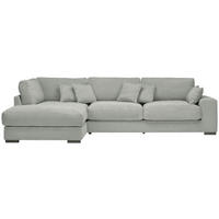 ECKSOFA in Cord Salbeigrün  - Salbeigrün/Schwarz, Design, Kunststoff/Textil (205/340cm) - Lomoco