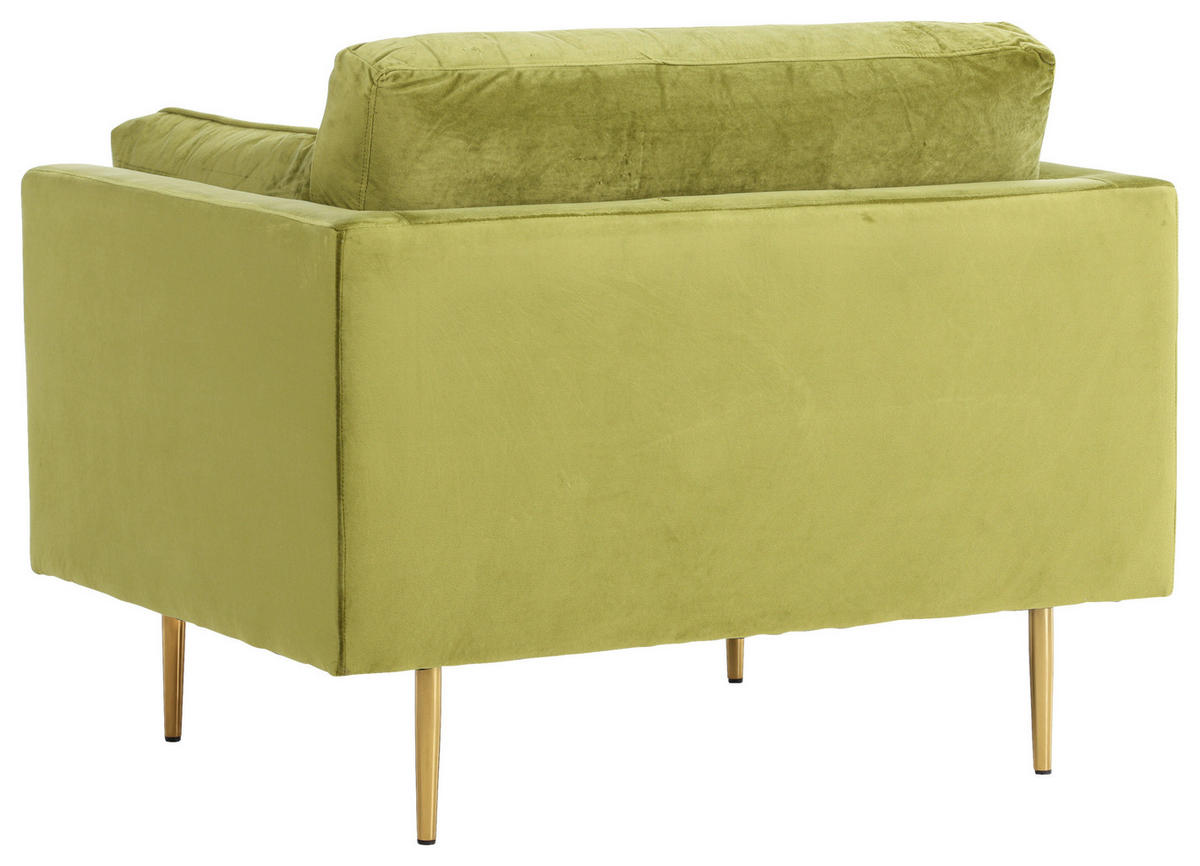 SESSEL in Velours Grün, Goldfarben  - Goldfarben/Grün, Design, Textil/Metall (110/84/86cm) - Livetastic