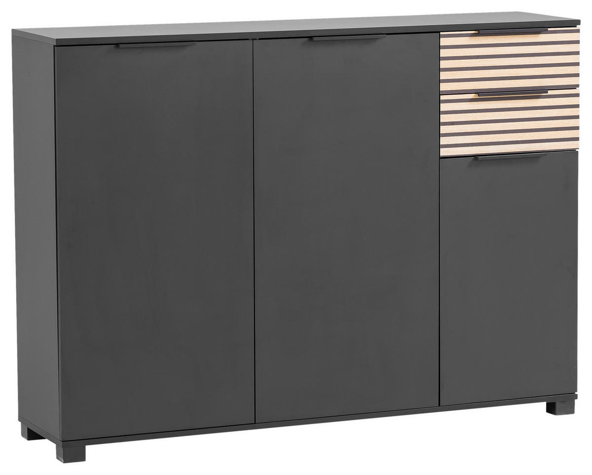 SCHUHSCHRANK  in 141,9/105,5/35 cm  - Eichefarben/Schwarz, Design, Holzwerkstoff/Kunststoff (141,9/105,5/35cm) - MID.YOU