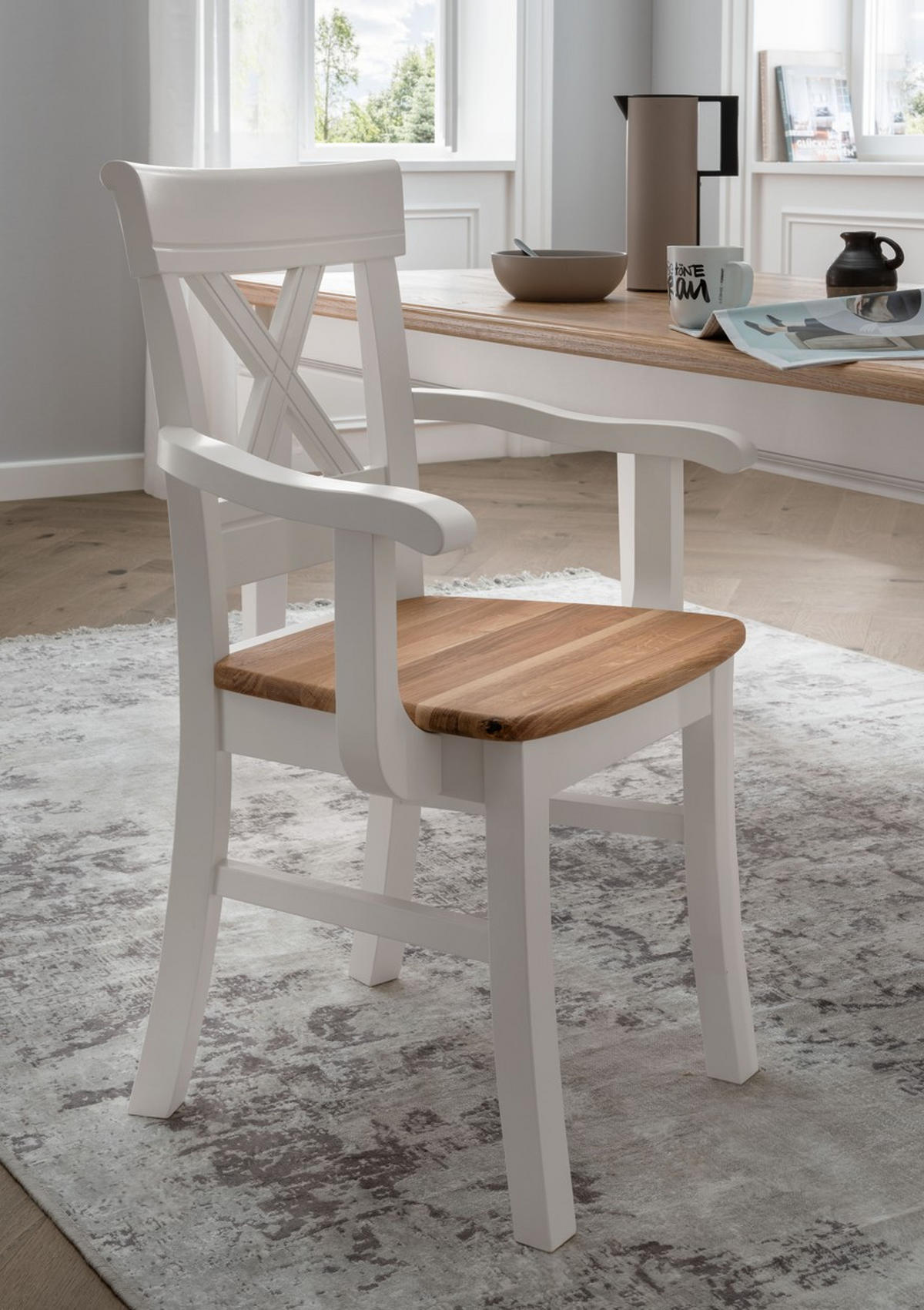 ARMLEHNSTUHL  in  - Weiß, Design, Holz (58/94/45cm) - Livetastic