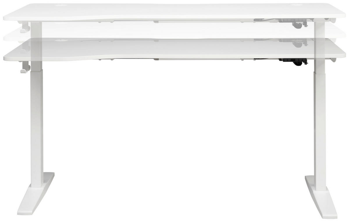SCHREIBTISCH höhenverstellbar  - Weiß, MODERN, Holzwerkstoff/Kunststoff (160/71/116/75cm) - MID.YOU