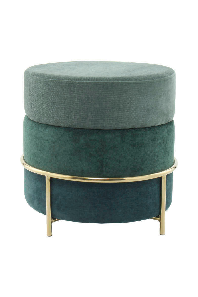 HOCKER Struktur Grün, Goldfarben  - Goldfarben/Grün, Basics, Textil/Metall (48,5/46/48,5cm) - Kayoom