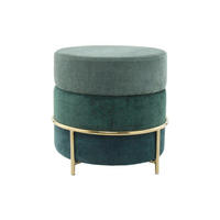 HOCKER Struktur Grün, Goldfarben  - Goldfarben/Grün, Basics, Textil/Metall (48,5/46/48,5cm) - Kayoom