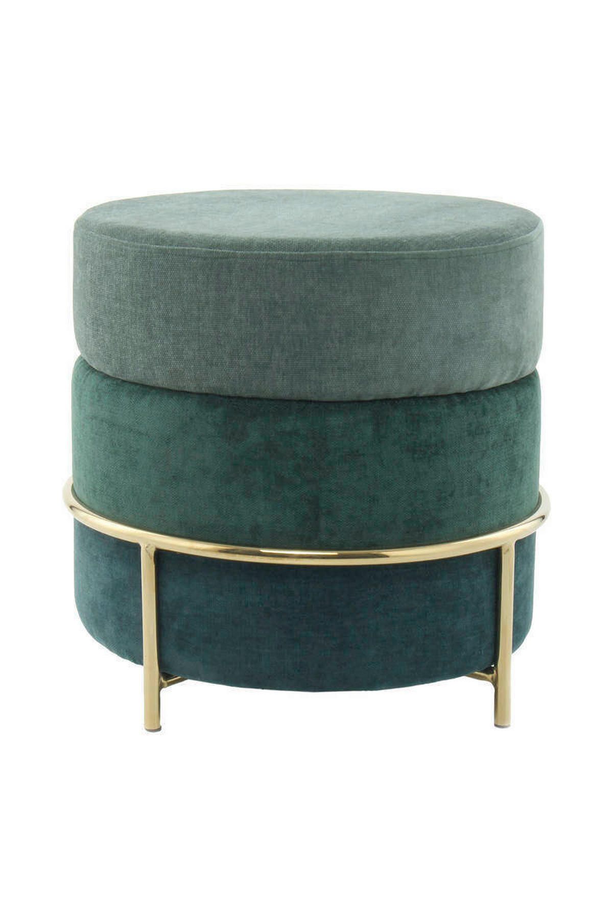 HOCKER Struktur Grün, Goldfarben  - Goldfarben/Grün, Basics, Textil/Metall (48,5/46/48,5cm) - Kayoom