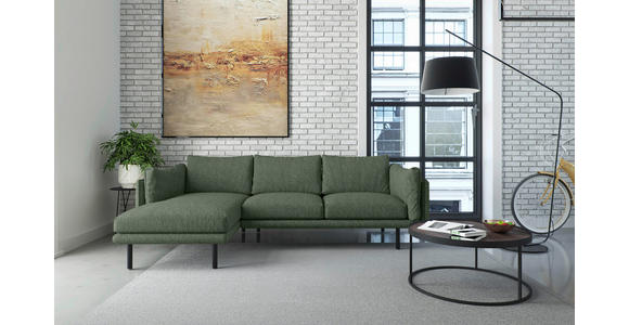 ECKSOFA Salama Grün Flachgewebe  - Beige/Schwarz, Design, Textil/Metall (160/268/100cm) - Novel