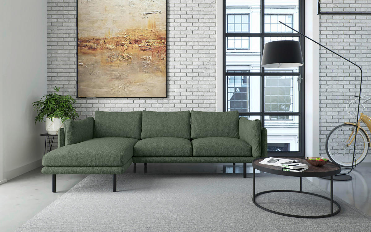 ROHOVÁ SEDAČKA, textil, zelená - černá/zelená, Design, kov/textil (160/268/100cm) - Livetastic