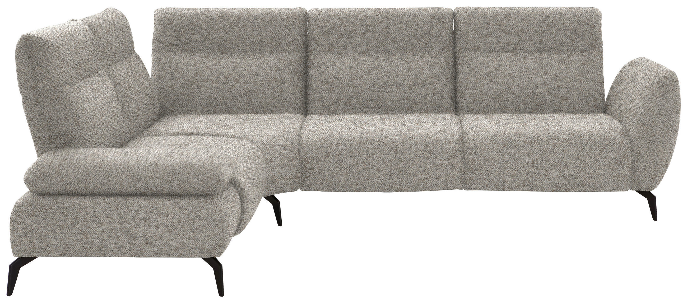 ECKSOFA in Webstoff Silberfarben  - Silberfarben/Schwarz, Design, Textil/Metall (223/290cm) - Moderano