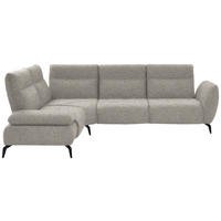 ECKSOFA in Webstoff Silberfarben  - Silberfarben/Schwarz, Design, Textil/Metall (223/290cm) - Moderano