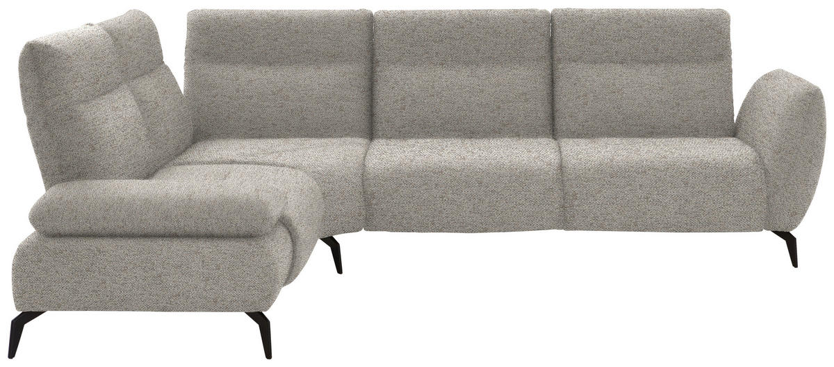 ECKSOFA in Webstoff Silberfarben  - Silberfarben/Schwarz, Design, Textil/Metall (223/290cm) - Moderano