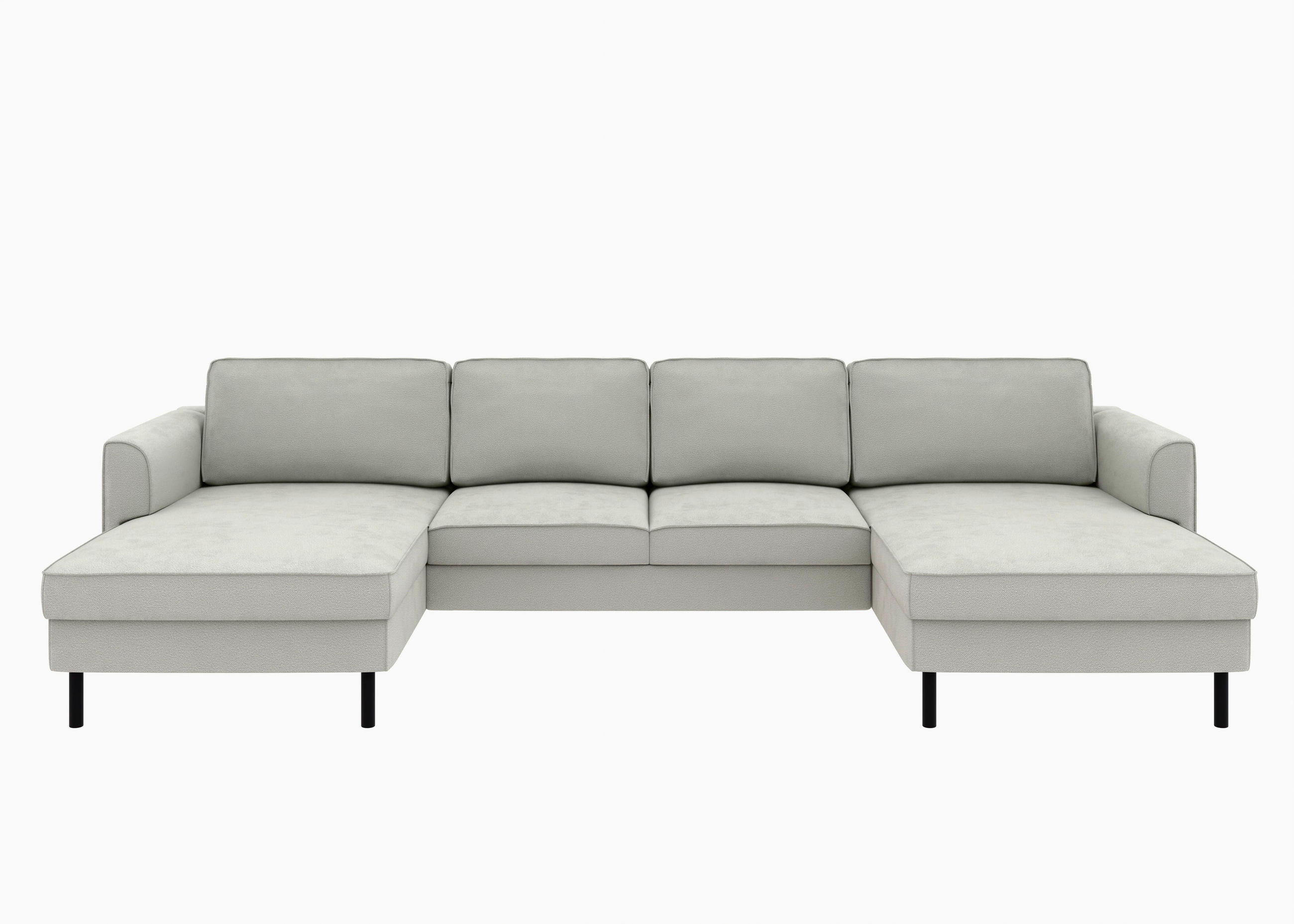 WOHNLANDSCHAFT Weiß Struktur  - Schwarz/Weiß, MODERN, Textil/Metall (161/306/161cm) - Trendmanufaktur