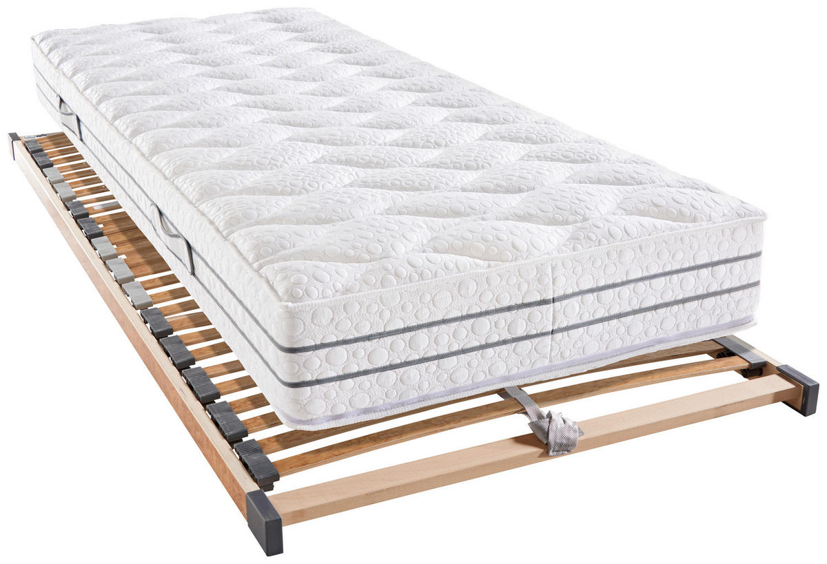 LEŽIŠČE Z ŽEPKASTIM VZMETENJE 90/200 cm  - bela, Basics, tekstil (90/200cm) - Sleeptex
