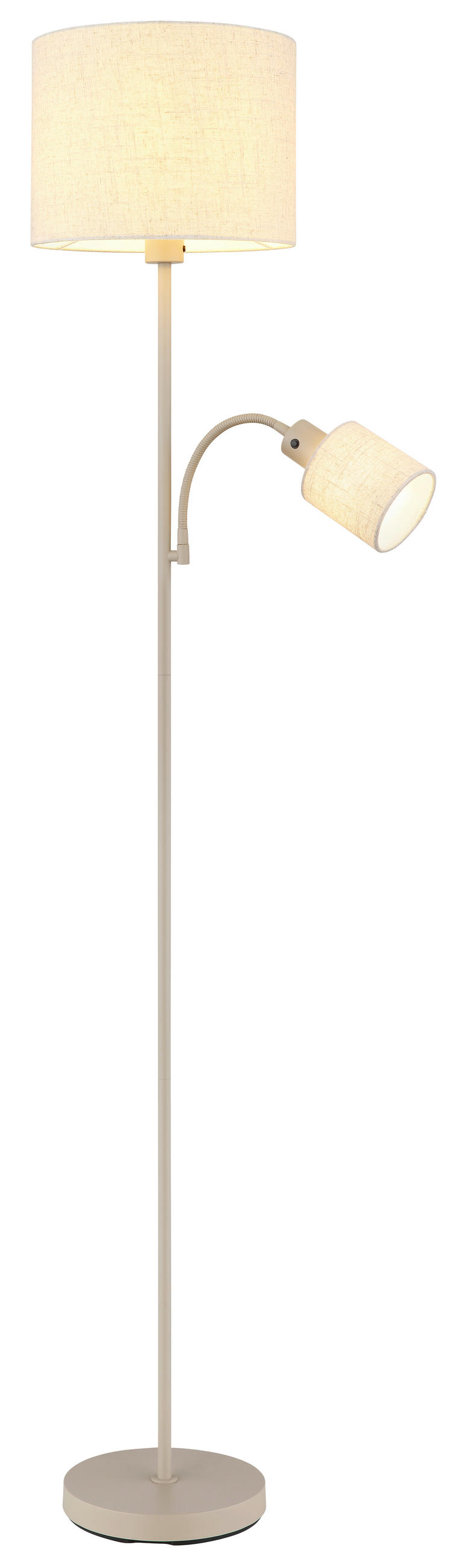 STEHLEUCHTE Genaro 30/165 cm  - Sandfarben/Beige, Design, Kunststoff/Textil (30/165cm) - Globo