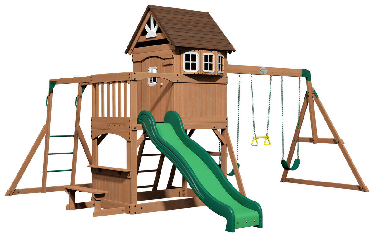 SPIELTURM MONTPELIER 490/470/290 cm  - Braun/Grün, Konventionell, Holz (490/470/290cm)