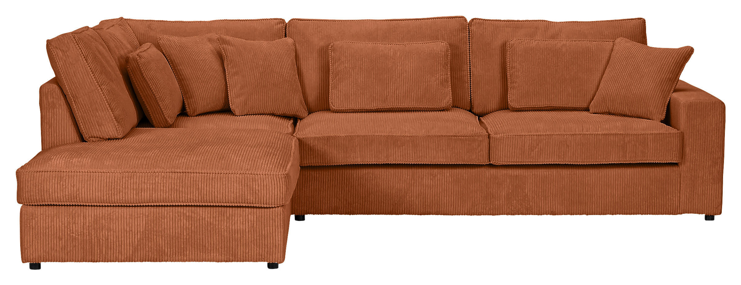 ECKSOFA Cord Rostfarben  - Rostfarben/Schwarz, Modern, Kunststoff/Textil (228/307cm) - Carryhome