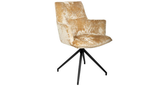 ARMLEHNSTUHL  Stoffauswahl, Sitzfläche 360° drehbar, automatische Rückholfunktion Samt  - Taupe/Schwarz, Design, Textil/Metall (59/89,5/63cm) - Novel