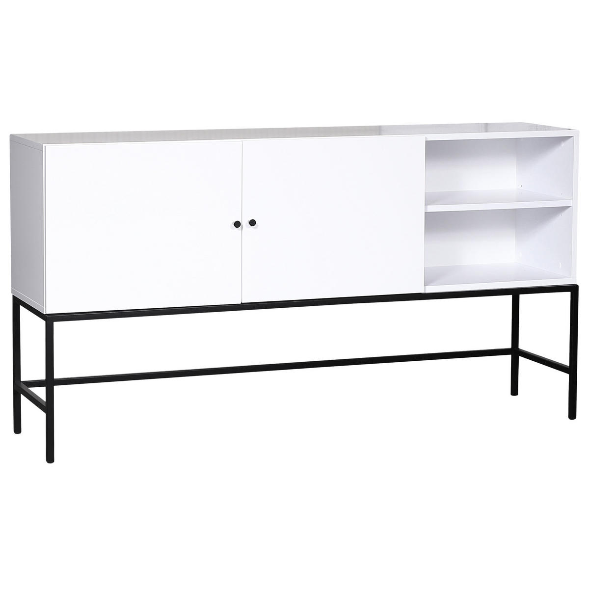 SIDEBOARD 160/85/40 cm  - vit/svart, Klassisk, metall/trä (160/85/40cm) - Niels Andersson