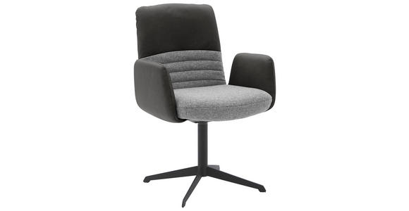 ARMLEHNSTUHL  in Stahl Flachgewebe Echtleder pigmentiert  - Dunkelgrau/Schwarz, Design, Leder/Textil (64/93/69cm) - Dieter Knoll