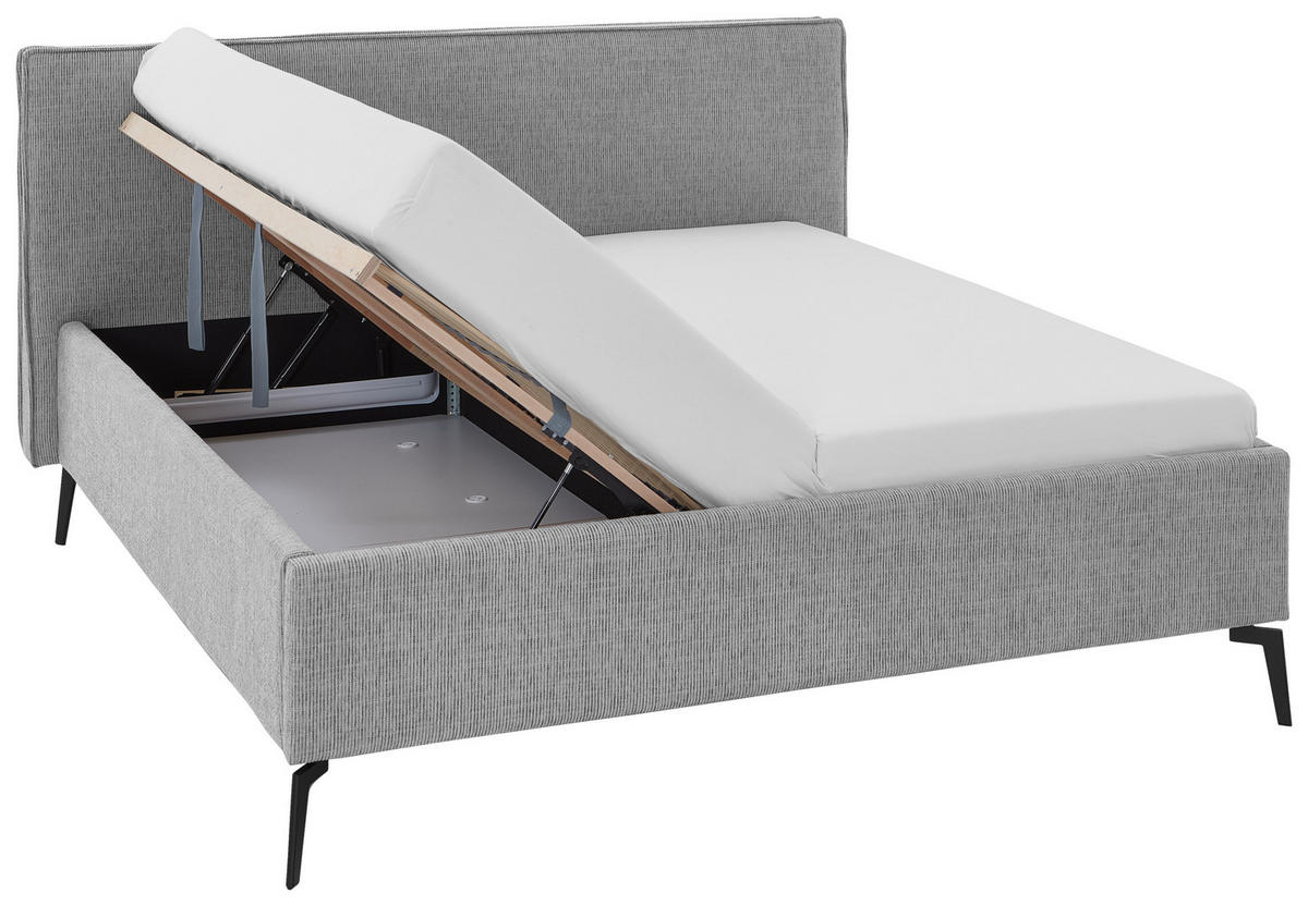 POLSTERBETT 180/200 cm  in Grau  - Birkefarben/Buchefarben, Design, Holz/Textil (180/200cm) - home24