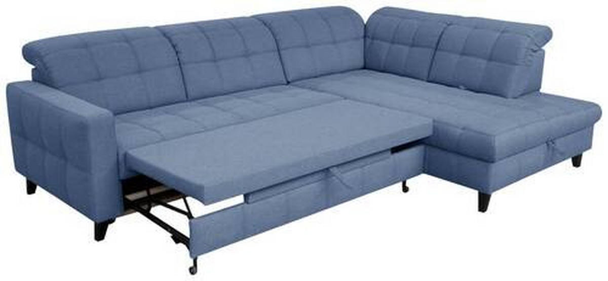 ECKSOFA in Webstoff Blau  - Blau/Schwarz, Design, Holz/Textil (297/216cm) - Xora