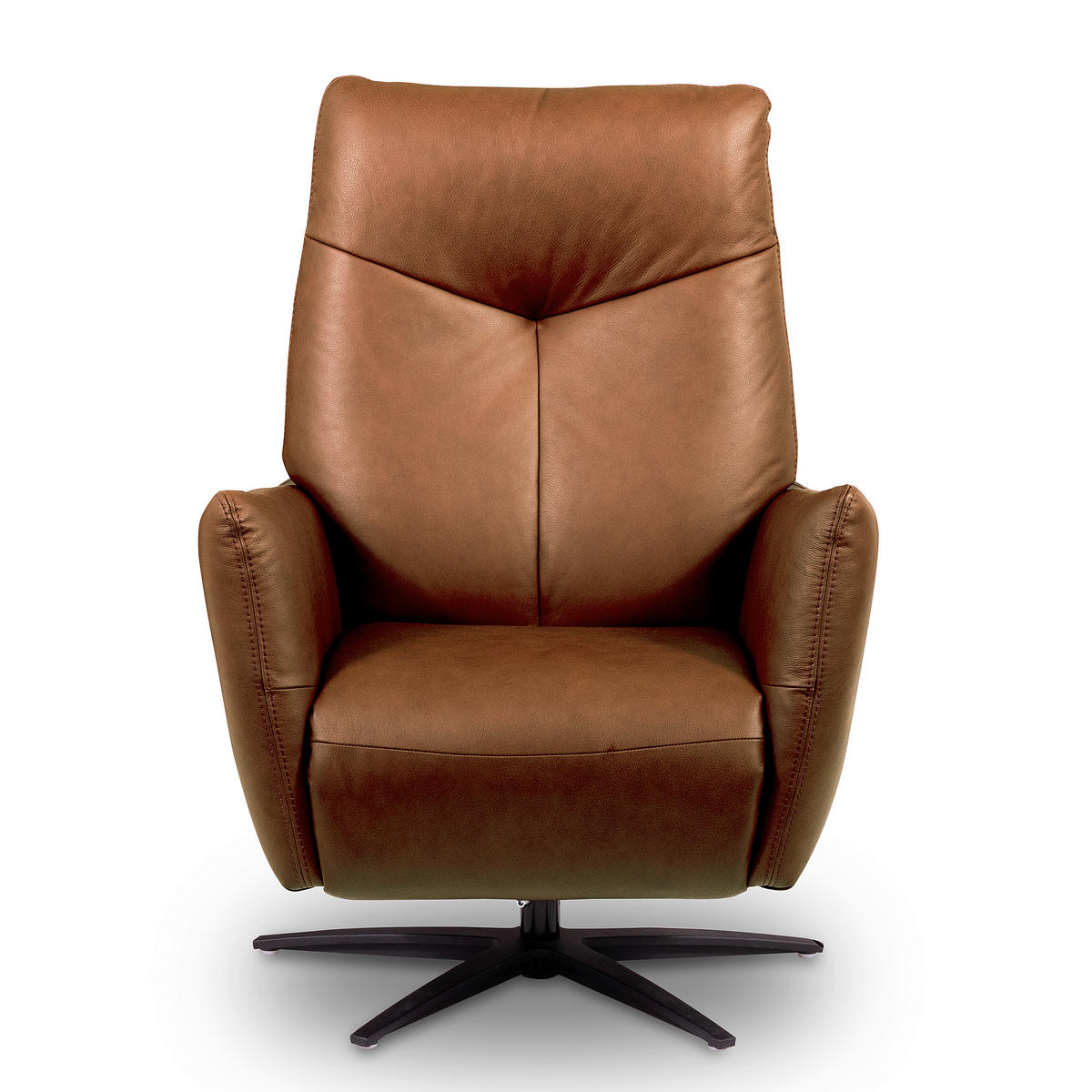 RELAXSESSEL Leder Cognac  - Cognac/Schwarz, Design, Leder/Metall (76/107/88cm) - Livetastic