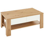 COUCHTISCH 111/65/44,5 cm rechteckig Eiche Artisan  - Weiß/Eiche Artisan, Design, Holzwerkstoff (111/65/44,5cm) - Carryhome