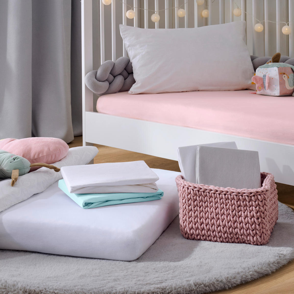 KINDERSPANNLEINTUCH 60-70/120-140 cm  - Hellgrau/Weiß, Basics, Textil (60-70/120-140cm) - My Baby Lou