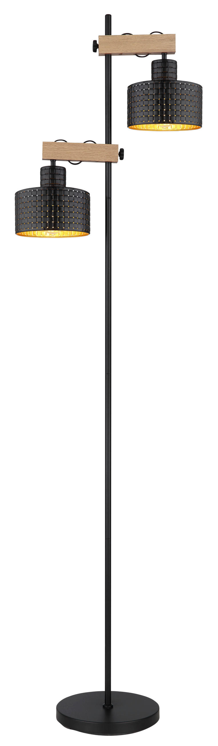 STEHLEUCHTE 44/25/168 cm    - Dunkelbraun/Goldfarben, Design, Holzwerkstoff/Kunststoff (44/25/168cm) - Globo
