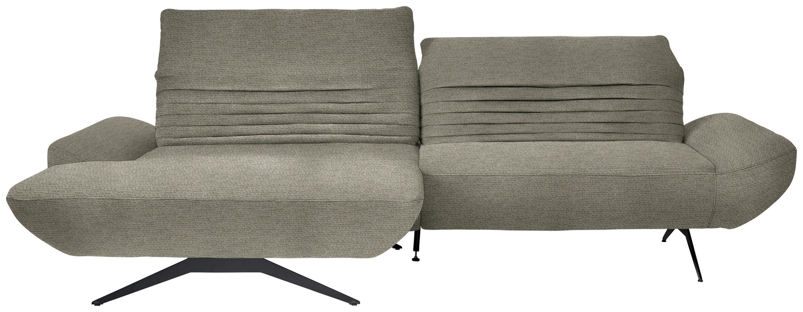 ECKSOFA in Chenille Graubraun  - Graubraun/Schwarz, Design, Textil/Metall (170-195/280cm) - Dieter Knoll