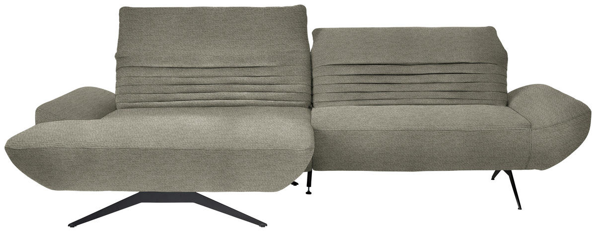 ECKSOFA in Chenille Graubraun  - Graubraun/Schwarz, Design, Textil/Metall (170-195/280cm) - Dieter Knoll