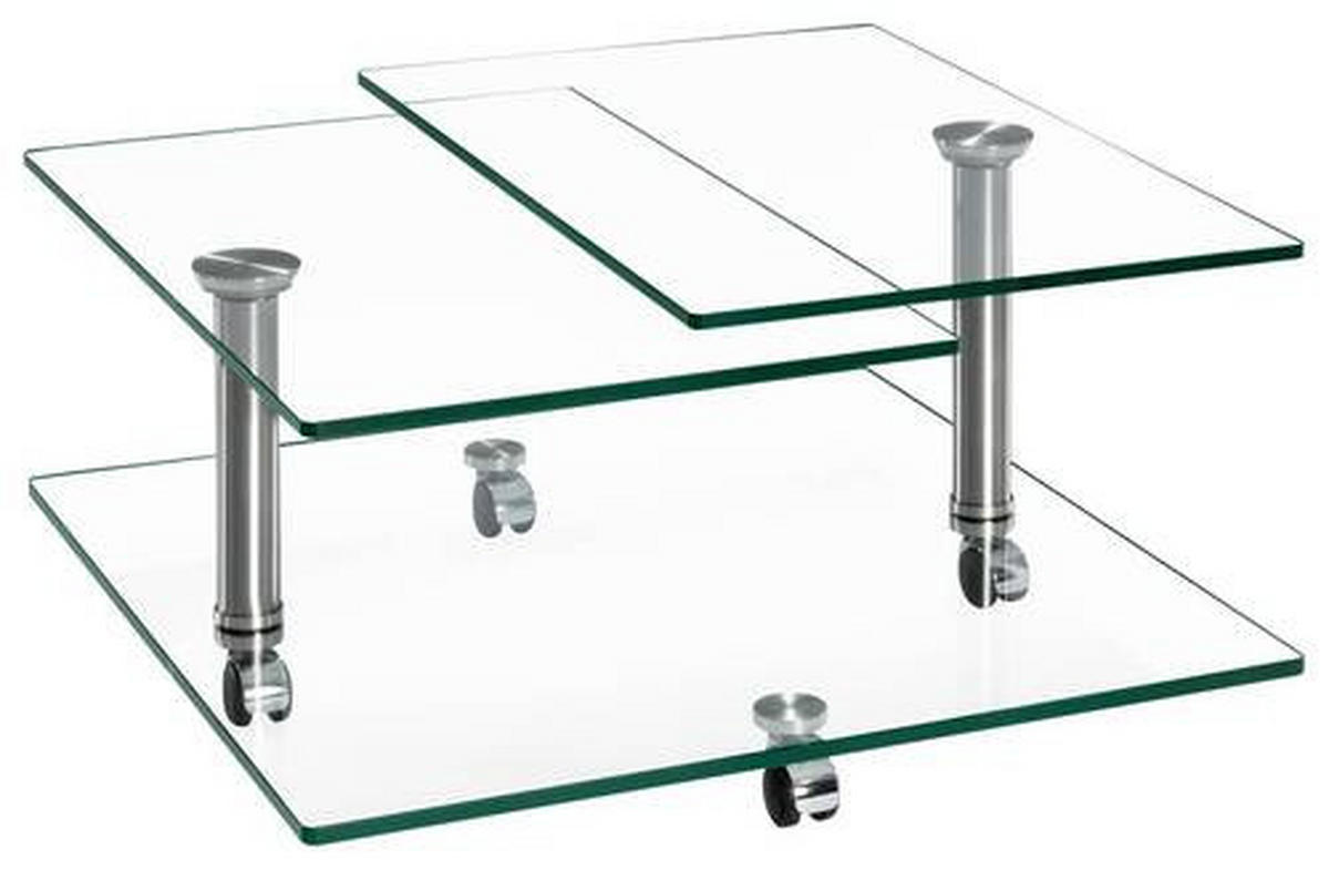 COUCHTISCH in Glas 80/80/39/42 cm  - Chromfarben, MODERN, Glas (80/80/39/42cm) - Novel