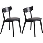 STUHL-SET 2 Stück  in Lederlook Holz, Textil  - Eichefarben/Schwarz, Design, Holz/Textil (48/81/50cm) - Linea Natura