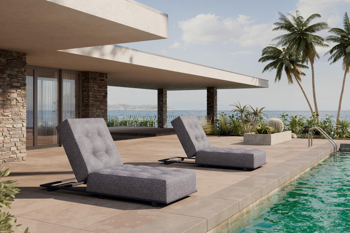 GARTENLIEGE 200/31/75 cm  - Dunkelgrau/Weiß, MODERN, Textil/Metall (200/31/75cm) - Ambia Garden