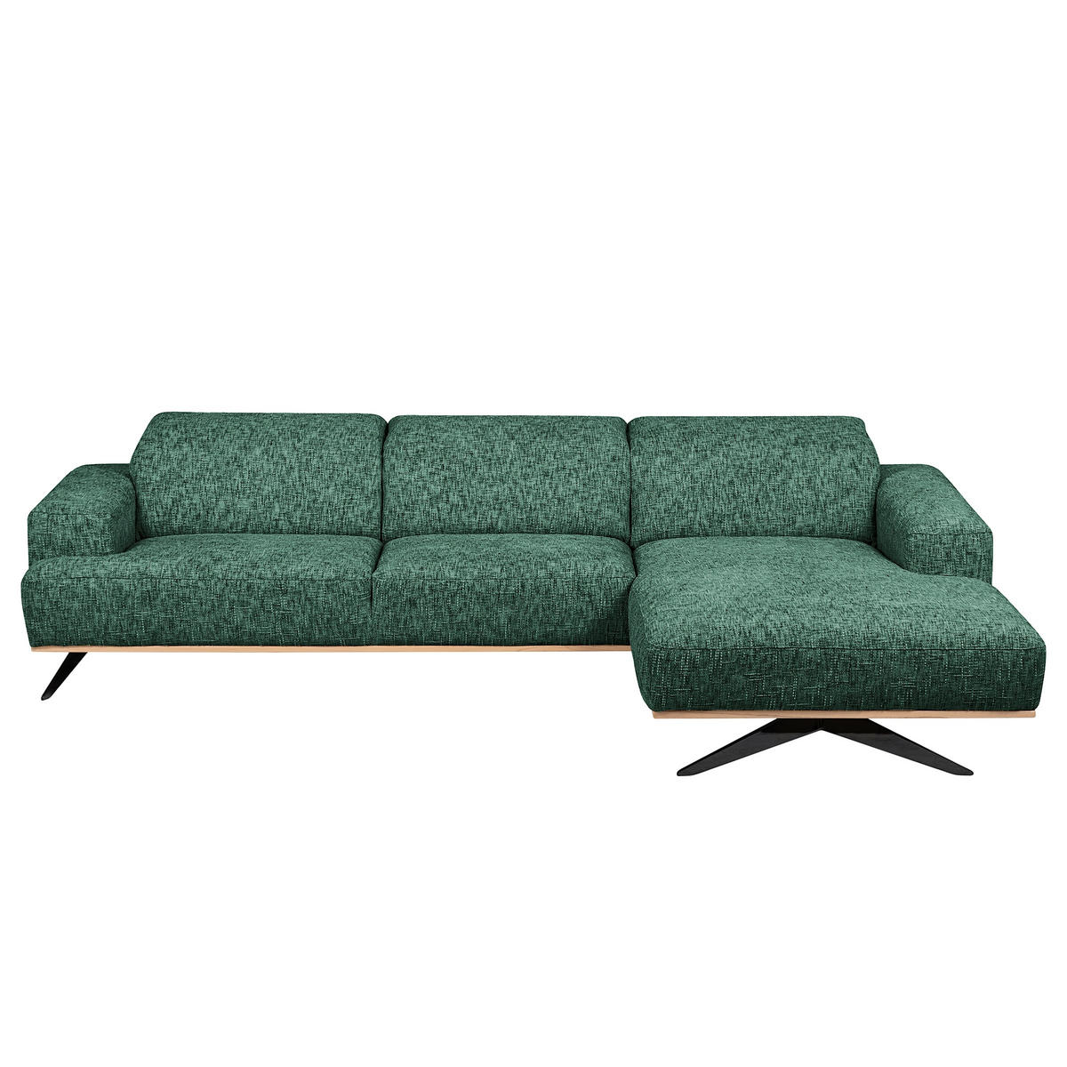 ECKSOFA Struktur Grün  - Schwarz/Grün, Design, Holz/Textil (295/187cm) - Livetastic