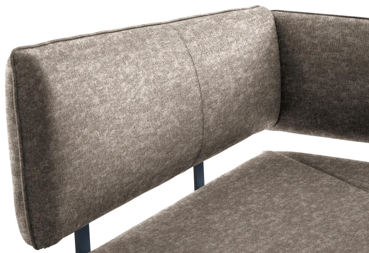 ECKBANK in Metall, Textil Schwarz, Hellbraun  - Hellbraun/Schwarz, Modern, Textil/Metall (150/190cm) - Cantus