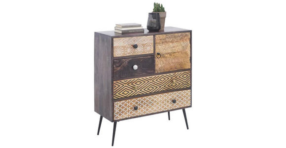 KOMMODE in 80/90/35 cm - Goldfarben/Multicolor, LIFESTYLE, Holz/Metall (80/90/35cm) - Landscape