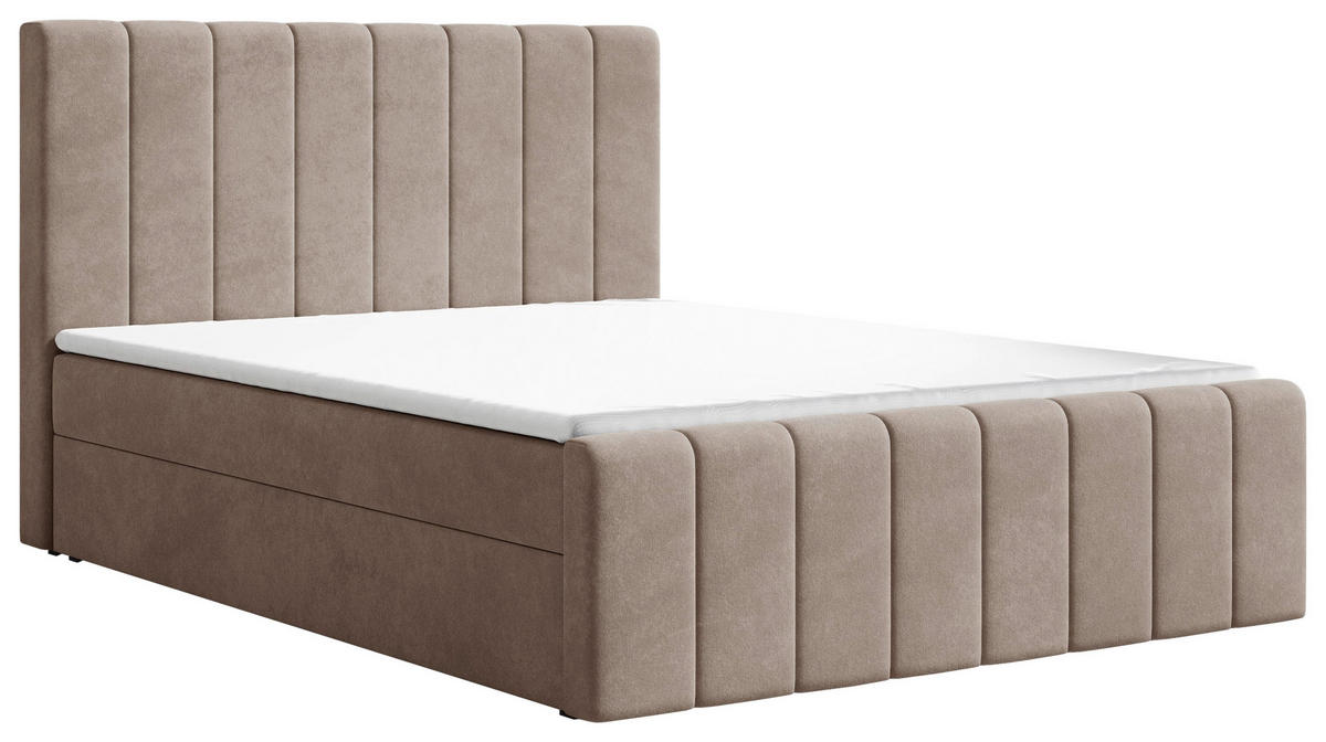 BOXBETT 140/200 cm,  in Cappuccino, Bettkasten, Topper, H2 + H3 = mittel + fest  - Schwarz/Cappuccino, MODERN, Holz/Kunststoff (140/200cm) - MID.YOU