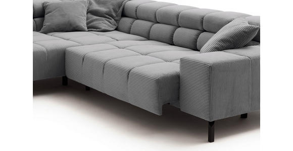 ECKSOFA inkl. Sitzvorzug in Cord Dunkelgrau  - Dunkelgrau/Schwarz, Design, Textil/Metall (216/321cm) - Hom`in