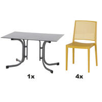 GARTENGARNITUR 5-teilig Stahl  - Gelb, Basics, Kunststoff/Metall (80/80/120cm) - Siena Garden
