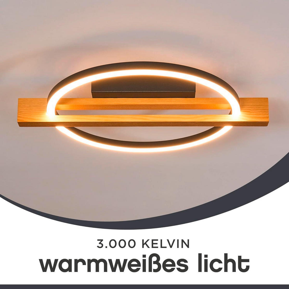 LED-DECKENLEUCHTE Tovak 39/30/7.5 cm   - Natur, Holz (39/30/7.5cm)