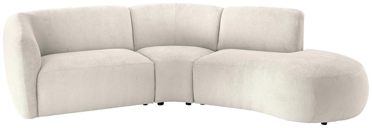 ECKSOFA in Mikrofaser Weiss  - Weiss/Schwarz, Modern, Kunststoff/Textil (276/182cm) - Livetastic