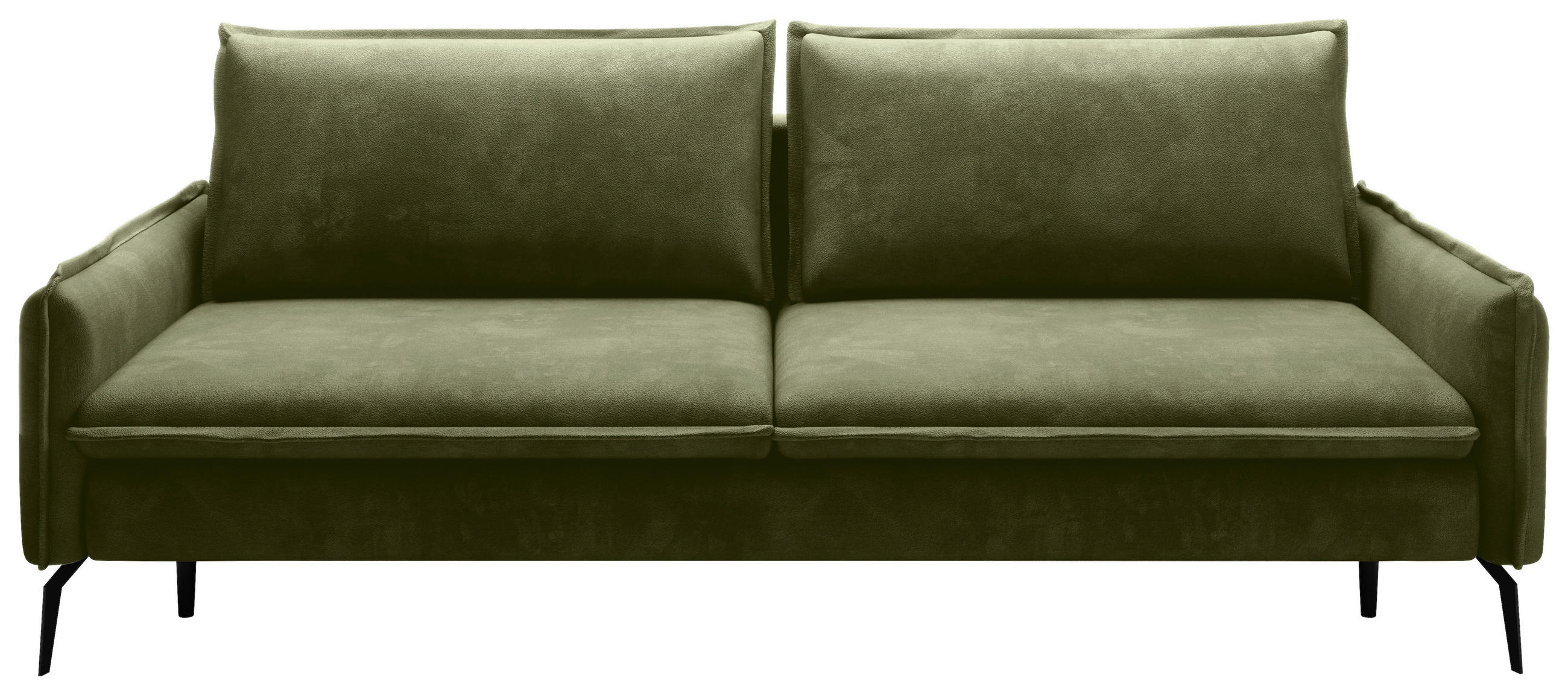 SCHLAFSOFA  mit Liegefunktion, Rücken echt Chenille Olivgrün  - Schwarz/Olivgrün, KONVENTIONELL, Textil/Metall (223/89/107cm) - Carryhome