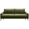 SCHLAFSOFA  mit Liegefunktion, Rücken echt Chenille Olivgrün  - Schwarz/Olivgrün, KONVENTIONELL, Textil/Metall (223/89/107cm) - Carryhome