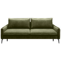 SCHLAFSOFA  mit Liegefunktion, Rücken echt Chenille Olivgrün  - Schwarz/Olivgrün, KONVENTIONELL, Textil/Metall (223/89/107cm) - Carryhome