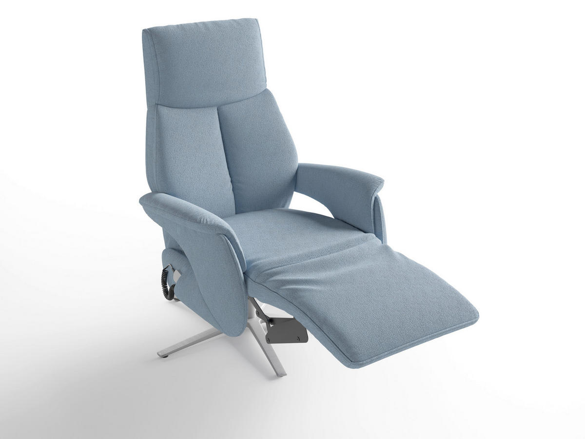 RELAXAČNÍ KŘESLO, textil, světle modrá - barvy stříbra/světle modrá, Basics, kov/textil (75/110/85cm) - Sit & More