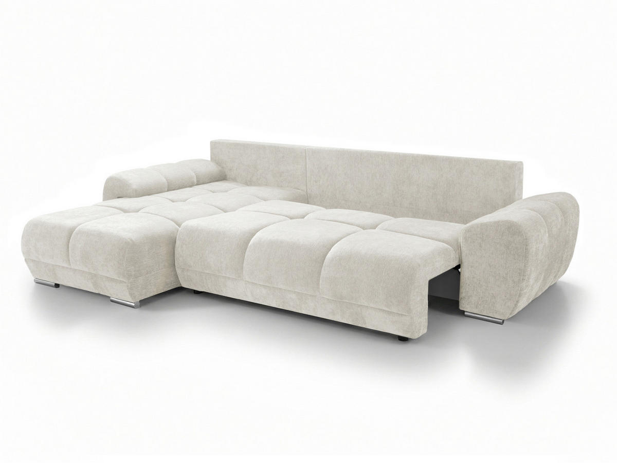 ECKSOFA  in Chenille Greige  - Chromfarben/Greige, KONVENTIONELL, Kunststoff/Textil (183/290cm) - Xora