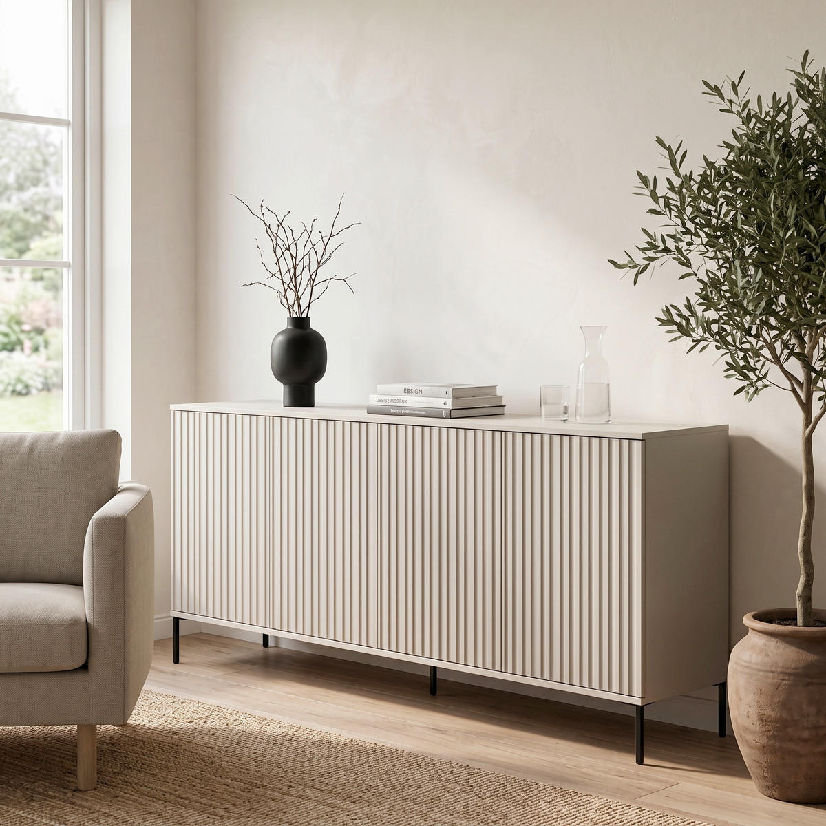 SIDEBOARD 200/85/44 cm  - Schwarz/Grau, Design, Holz/Metall (200/85/44cm) - Livetastic
